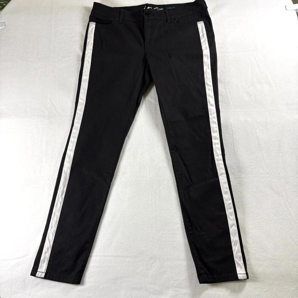 INC Denim Pants Womens 14 Black Skinny Leg Side Stripe NWT Streetwear Chic Retro